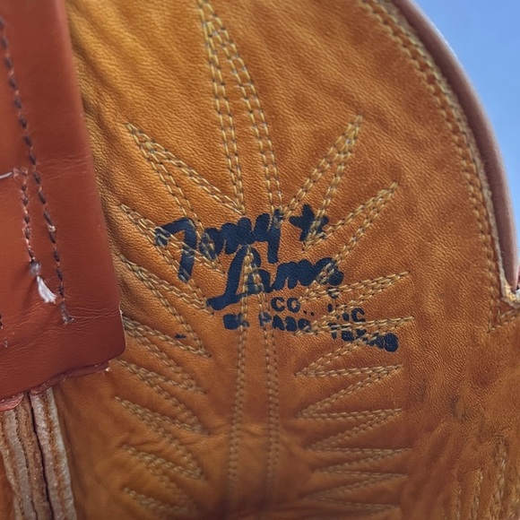 Vintage Tony Lama Woman's Brown & Ivory Buckaroo Wingtip Cowboy Boots Size 6 - Picture 16 of 16